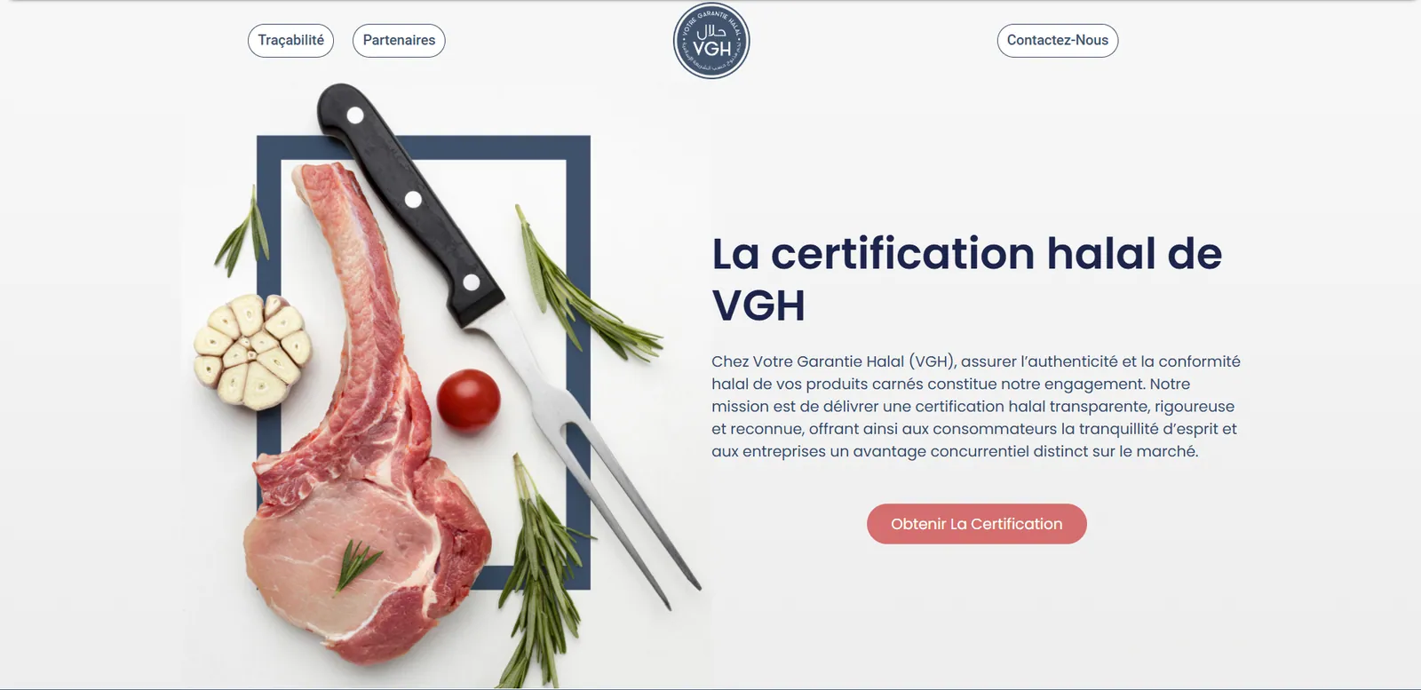 Aperçu du site vitrine VGH conçu par Atelier Cadran
