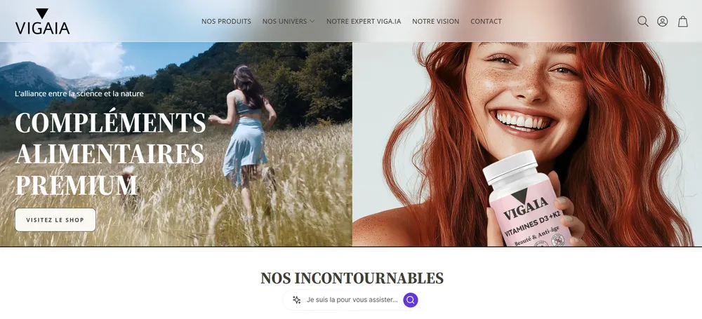 Vigaia, boutique en ligne réalisée par Atelier Cadran Aperçu du site e-commerce Vigaia conçu par Atelier Cadran